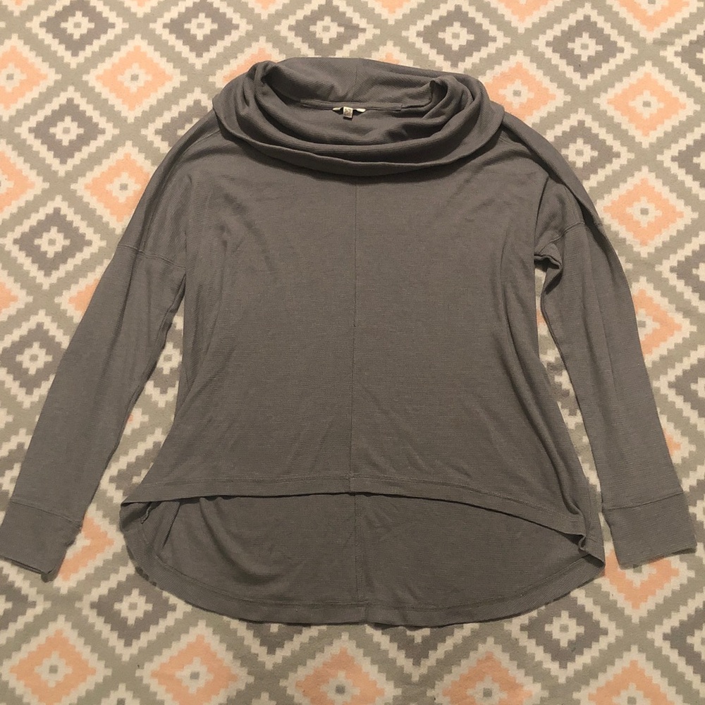 Lucky Brand Womens Gray Textured Cowl Neck Knit Top Size XL